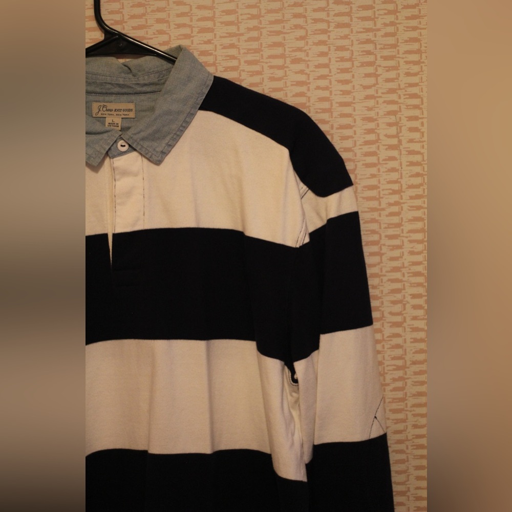 J.Crew Men’s Rugby Polo with Denim Collar